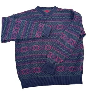 90S Fair Isle Sweater Men L Stone Haven Pullover Nordic Grandpa Cabin Heritage